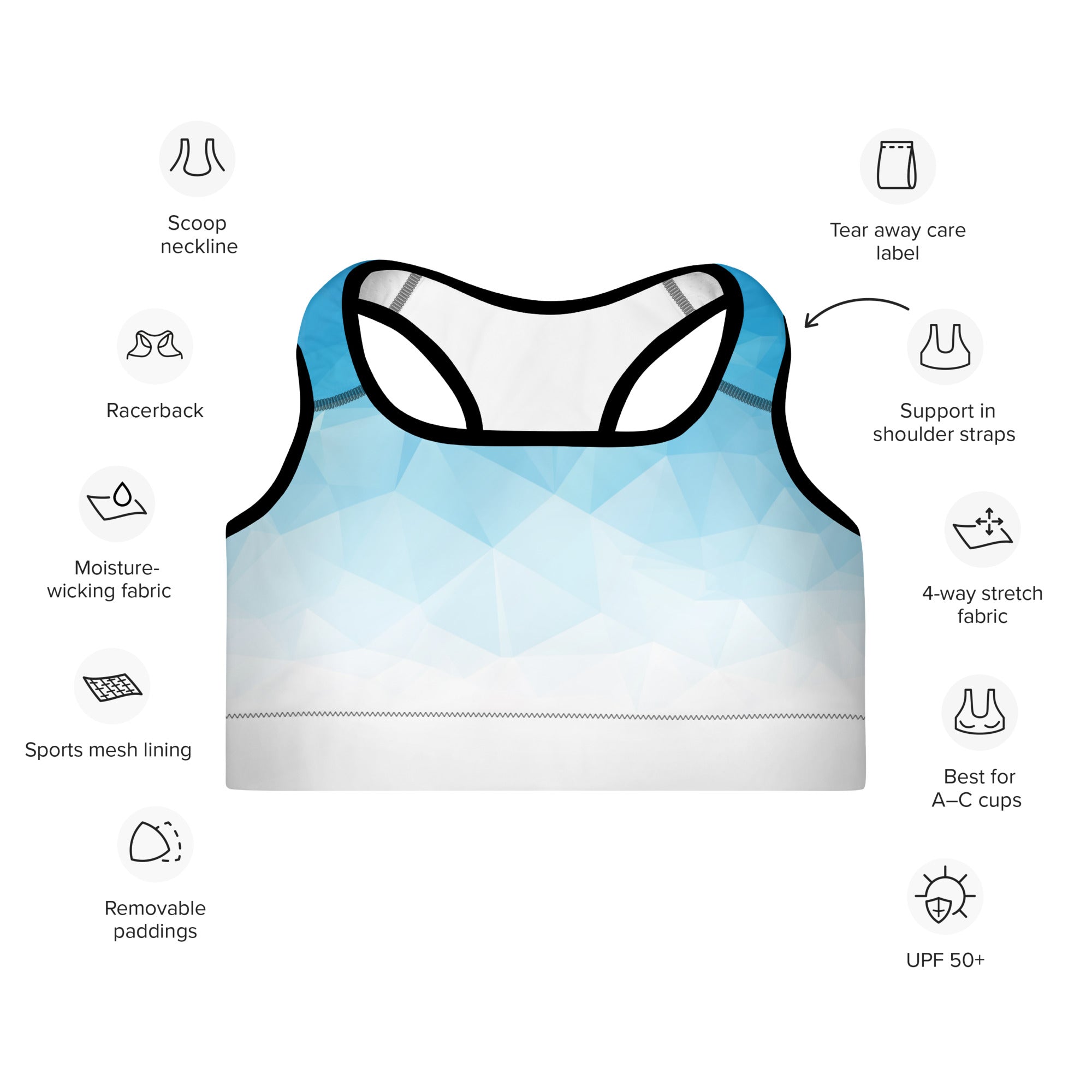 Blue & White Ombre Sports Bra